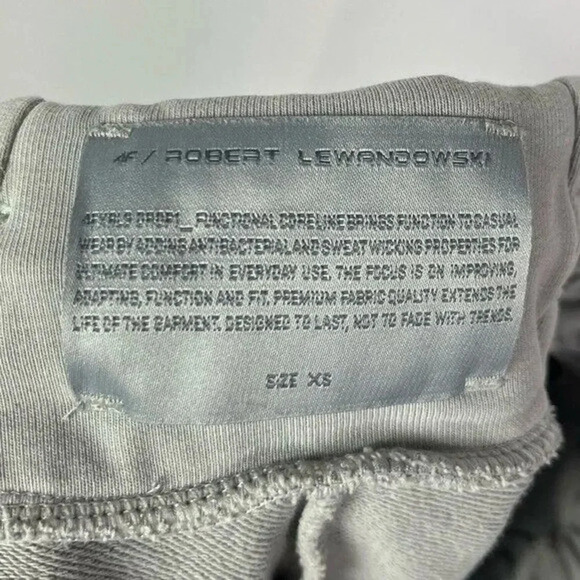 4F X Robert Lewandowski Gray Sweat Athletic Shorts XS - Picture 5 of 5